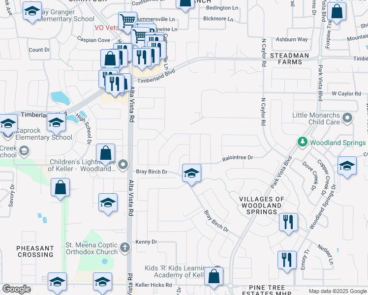 map of restaurants, bars, coffee shops, grocery stores, and more near 4968 Ambrosia Drive in Fort Worth