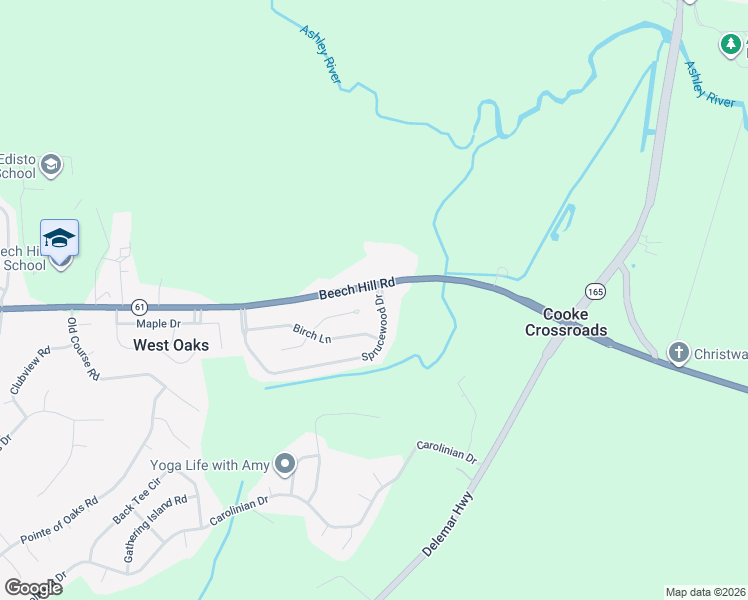 map of restaurants, bars, coffee shops, grocery stores, and more near 103 Sprucewood Drive in Summerville