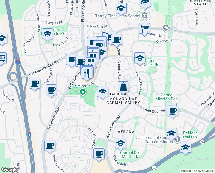 map of restaurants, bars, coffee shops, grocery stores, and more near 3877 Pell Place in San Diego