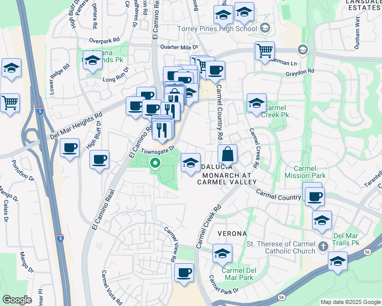 map of restaurants, bars, coffee shops, grocery stores, and more near in San Diego
