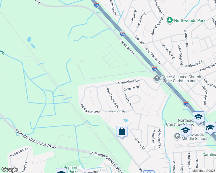 map of restaurants, bars, coffee shops, grocery stores, and more near 2963 Nantuckett Avenue in North Charleston