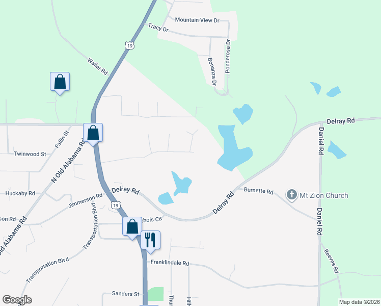 map of restaurants, bars, coffee shops, grocery stores, and more near 110 Wynnbrook Dr in Thomaston