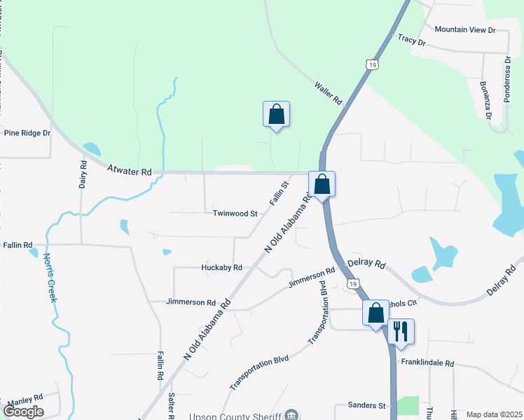 map of restaurants, bars, coffee shops, grocery stores, and more near 90 Fallin Street in Thomaston