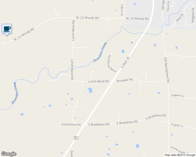 map of restaurants, bars, coffee shops, grocery stores, and more near 250 Lynch Bend Road in Springtown