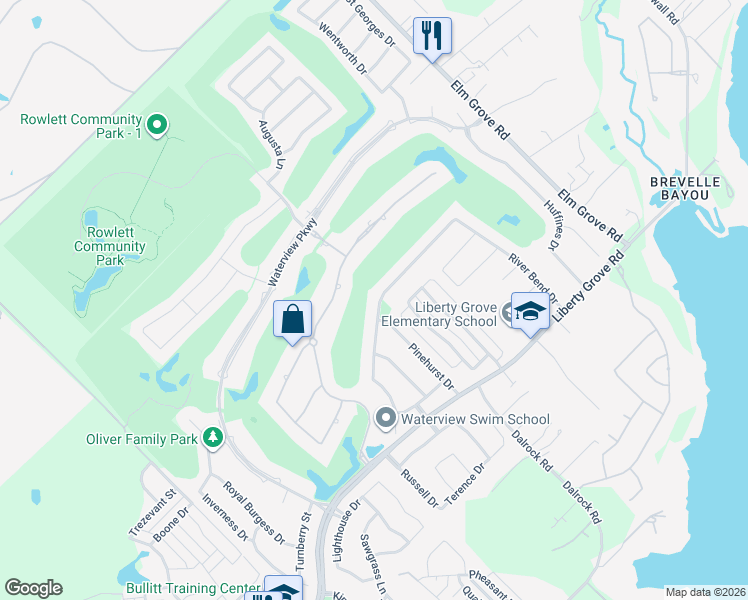 map of restaurants, bars, coffee shops, grocery stores, and more near 10005 Fairway Vista Drive in Rowlett