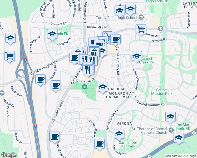 map of restaurants, bars, coffee shops, grocery stores, and more near in San Diego