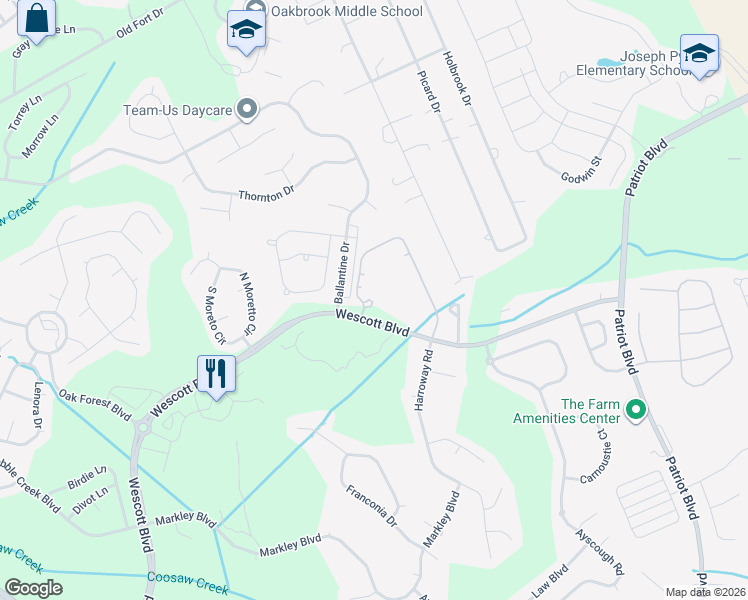 map of restaurants, bars, coffee shops, grocery stores, and more near 4976 Wescott Boulevard in Summerville