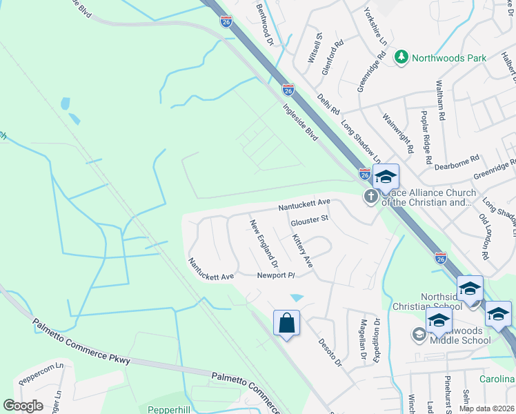 map of restaurants, bars, coffee shops, grocery stores, and more near 2963 Nantuckett Avenue in North Charleston