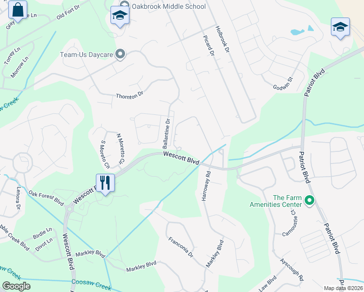 map of restaurants, bars, coffee shops, grocery stores, and more near 4976 Wescott Boulevard in Summerville