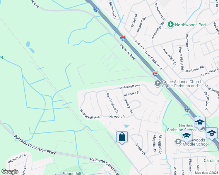 map of restaurants, bars, coffee shops, grocery stores, and more near 2963 Nantuckett Avenue in North Charleston