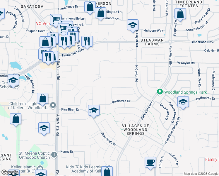 map of restaurants, bars, coffee shops, grocery stores, and more near 4829 Sunset Circle North in Fort Worth