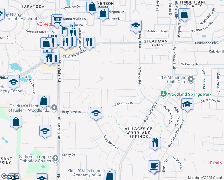 map of restaurants, bars, coffee shops, grocery stores, and more near 4829 Sunset Circle North in Fort Worth