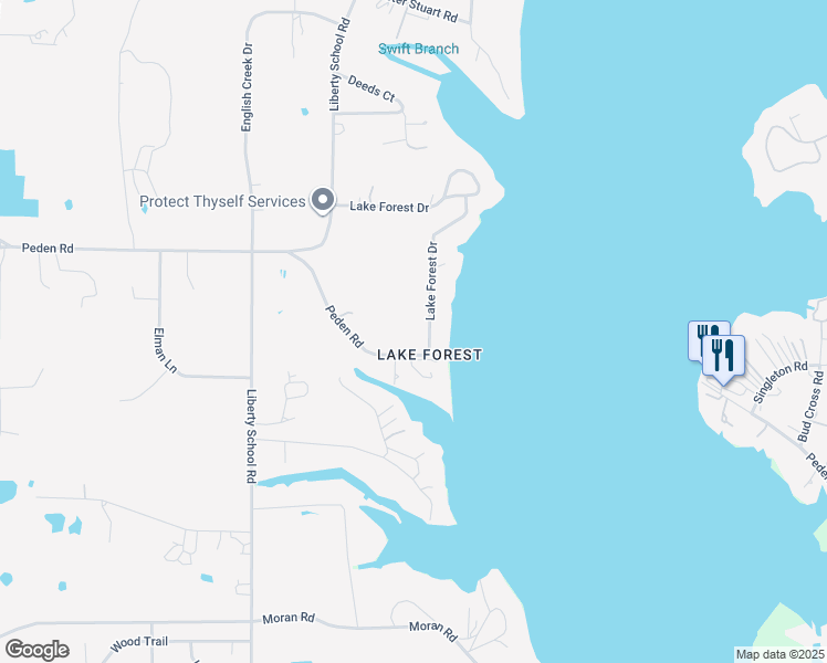 map of restaurants, bars, coffee shops, grocery stores, and more near 12225 Lake Forest Drive in Azle