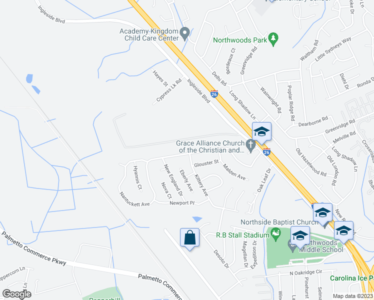 map of restaurants, bars, coffee shops, grocery stores, and more near 2904 Nantuckett Avenue in Charleston