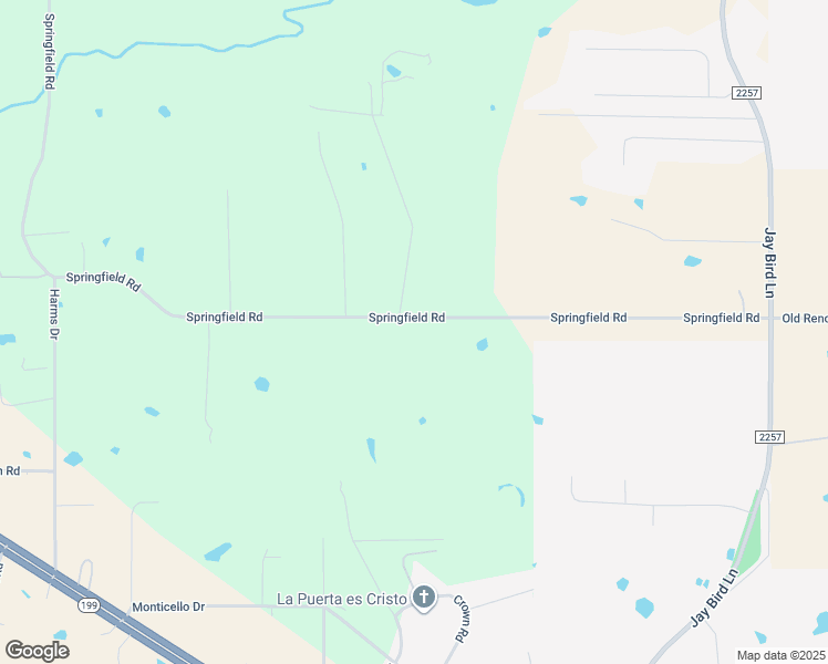 map of restaurants, bars, coffee shops, grocery stores, and more near 3300 Springfield Road in Springtown