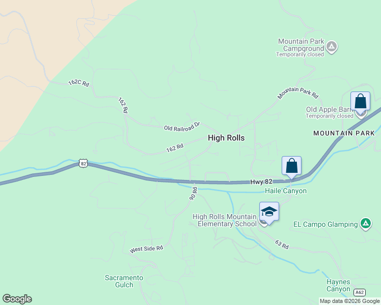 map of restaurants, bars, coffee shops, grocery stores, and more near 12-16 162 Road in Alamogordo
