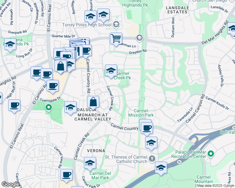map of restaurants, bars, coffee shops, grocery stores, and more near 4240 Camino Sandoval in San Diego