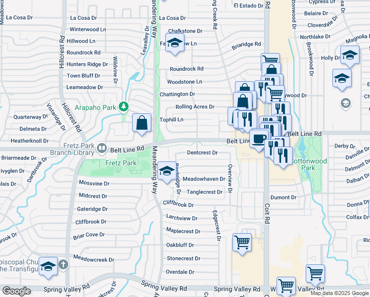 map of restaurants, bars, coffee shops, grocery stores, and more near in Dallas
