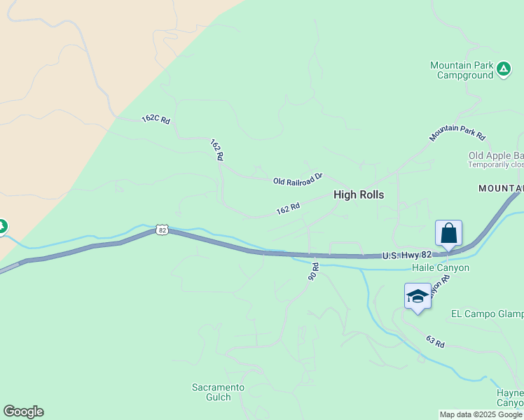 map of restaurants, bars, coffee shops, grocery stores, and more near 33 Cottage Row in La Luz