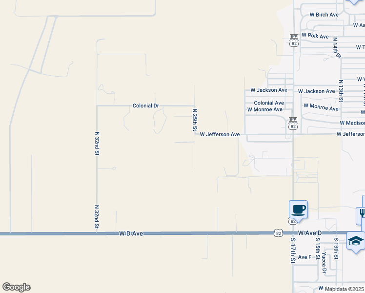 map of restaurants, bars, coffee shops, grocery stores, and more near 307 North 25th Street in Lovington