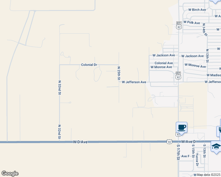 map of restaurants, bars, coffee shops, grocery stores, and more near 307 North 25th Street in Lovington