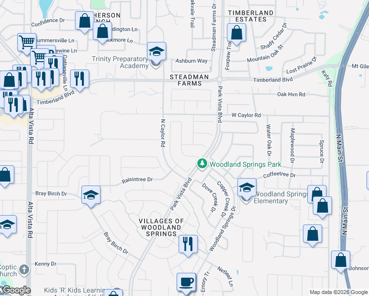 map of restaurants, bars, coffee shops, grocery stores, and more near 5208 Cornerwood Drive in Fort Worth