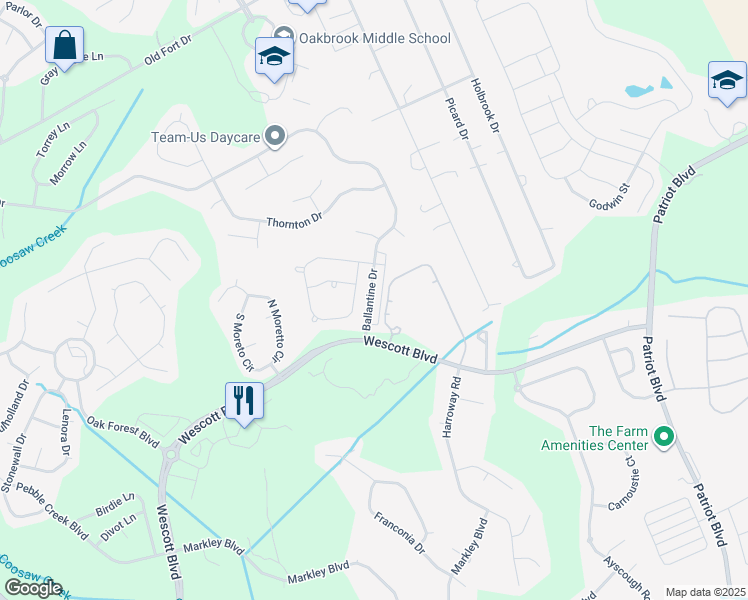 map of restaurants, bars, coffee shops, grocery stores, and more near 4940 Ballantine Drive in Summerville