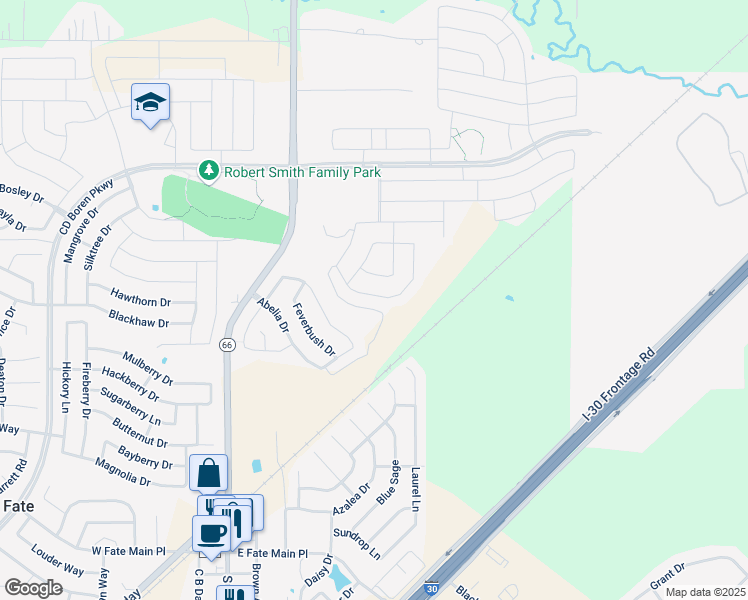 map of restaurants, bars, coffee shops, grocery stores, and more near 880 Roland Drive in Fate