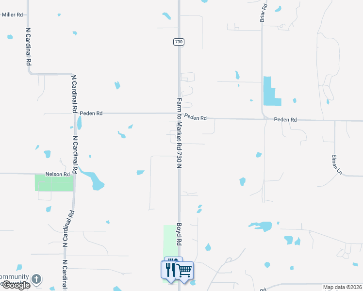 map of restaurants, bars, coffee shops, grocery stores, and more near 12198 Farm to Market Road 730 North in Azle