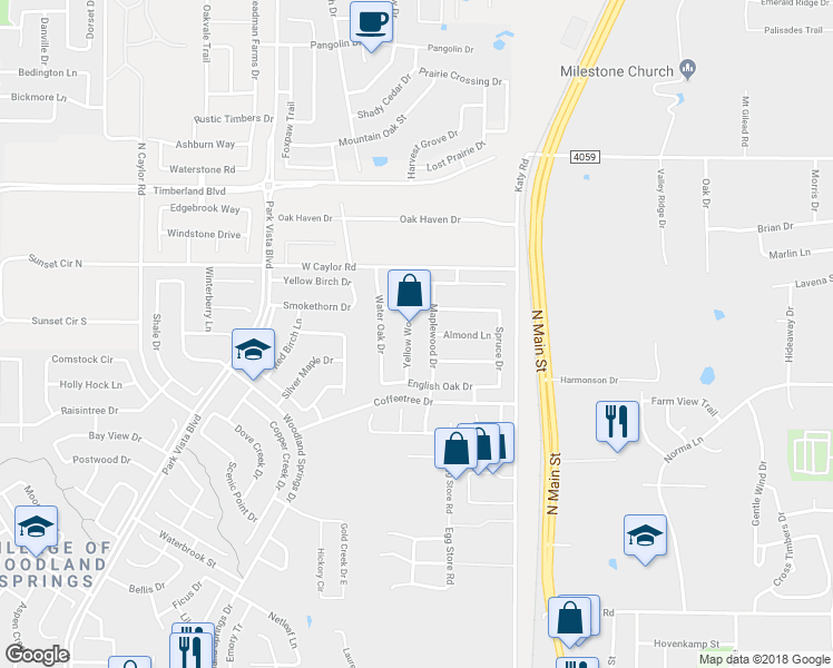 map of restaurants, bars, coffee shops, grocery stores, and more near 12321 Maplewood Drive in Fort Worth