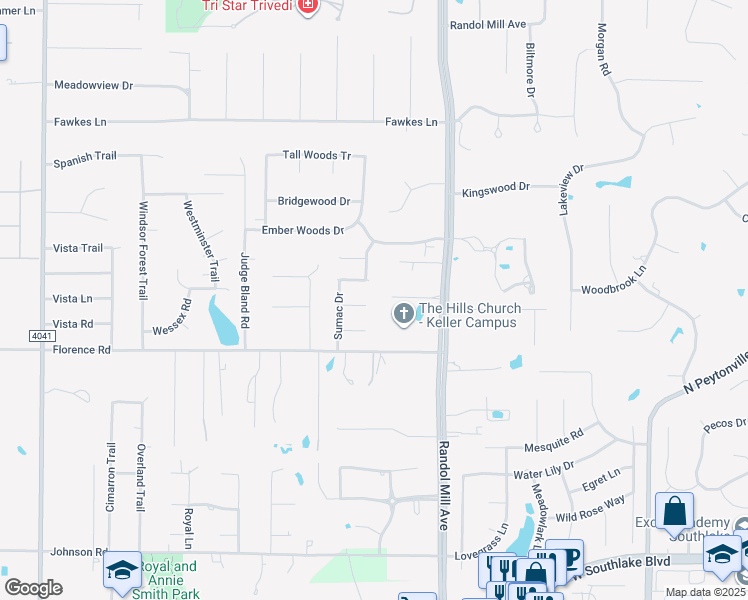 map of restaurants, bars, coffee shops, grocery stores, and more near 2415 Poplar Court in Keller