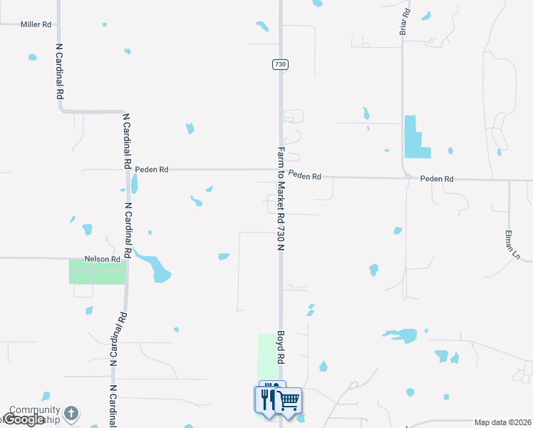 map of restaurants, bars, coffee shops, grocery stores, and more near 11955 Fm Road 730 in Azle