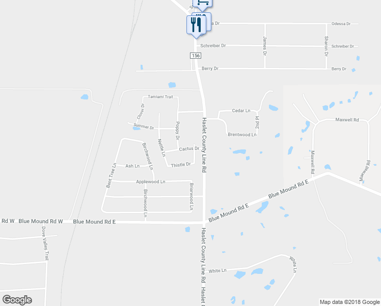 map of restaurants, bars, coffee shops, grocery stores, and more near 201 Cactus Drive in Haslet