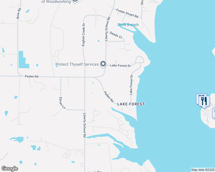 map of restaurants, bars, coffee shops, grocery stores, and more near 7340 Peden Road in Azle
