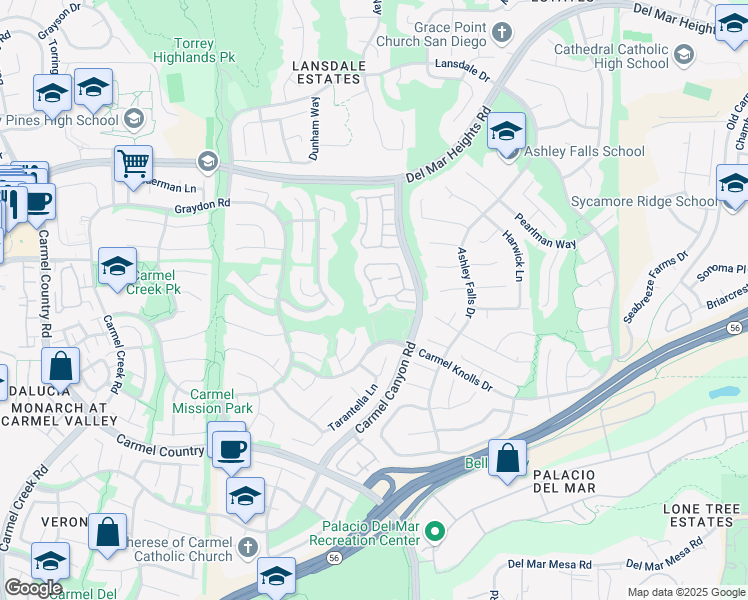 map of restaurants, bars, coffee shops, grocery stores, and more near 4710 Caminito Eva in San Diego