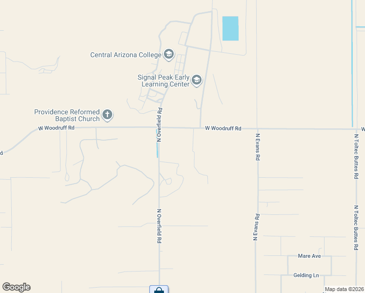 map of restaurants, bars, coffee shops, grocery stores, and more near 7775 North Overfield Road in Casa Grande