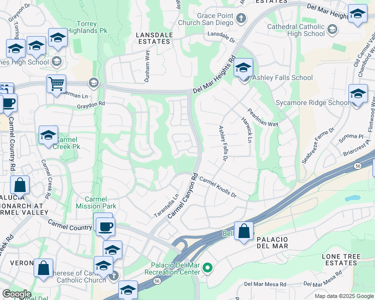 map of restaurants, bars, coffee shops, grocery stores, and more near 3519 Caminito Borrego in San Diego