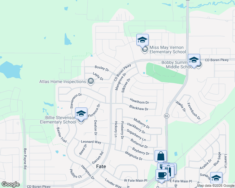 map of restaurants, bars, coffee shops, grocery stores, and more near 919 Mangrove Drive in Rockwall