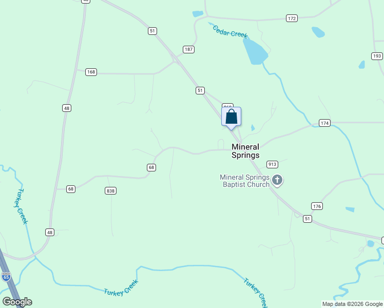 map of restaurants, bars, coffee shops, grocery stores, and more near 1-263 County Road 68 in Clanton