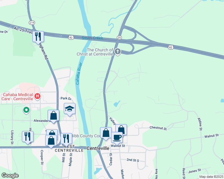 map of restaurants, bars, coffee shops, grocery stores, and more near 120 Magnolia Circle in Centreville