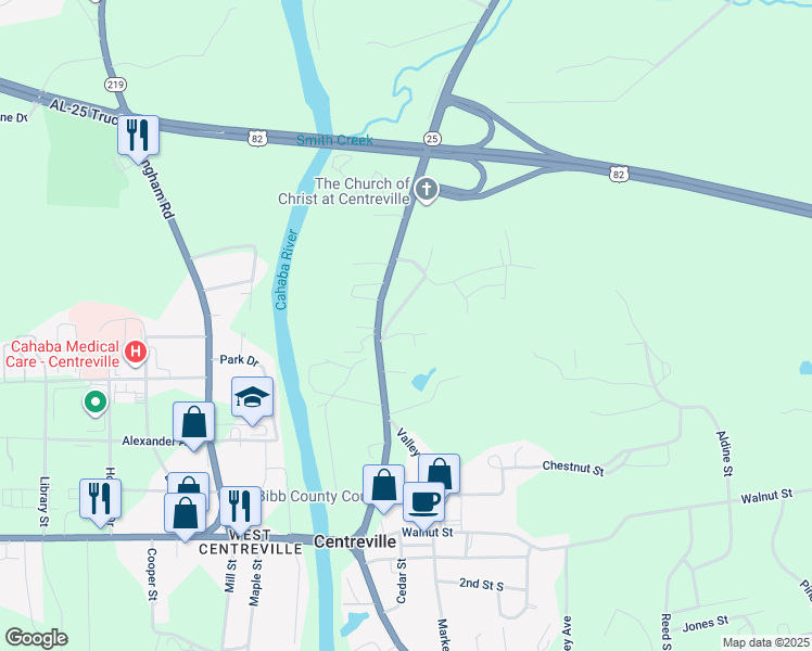 map of restaurants, bars, coffee shops, grocery stores, and more near 120 Magnolia Circle in Centreville