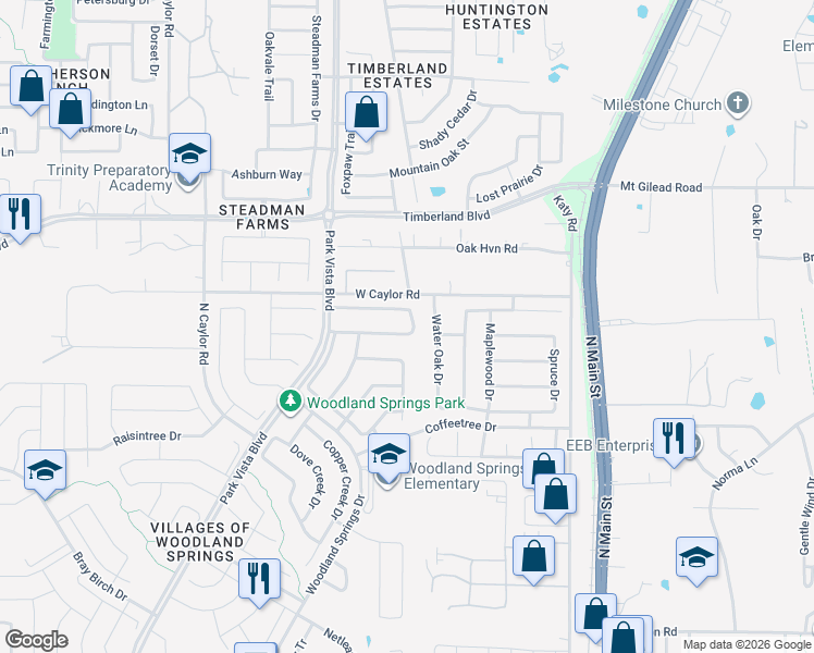 map of restaurants, bars, coffee shops, grocery stores, and more near 5541 Smokethorn Drive in Fort Worth