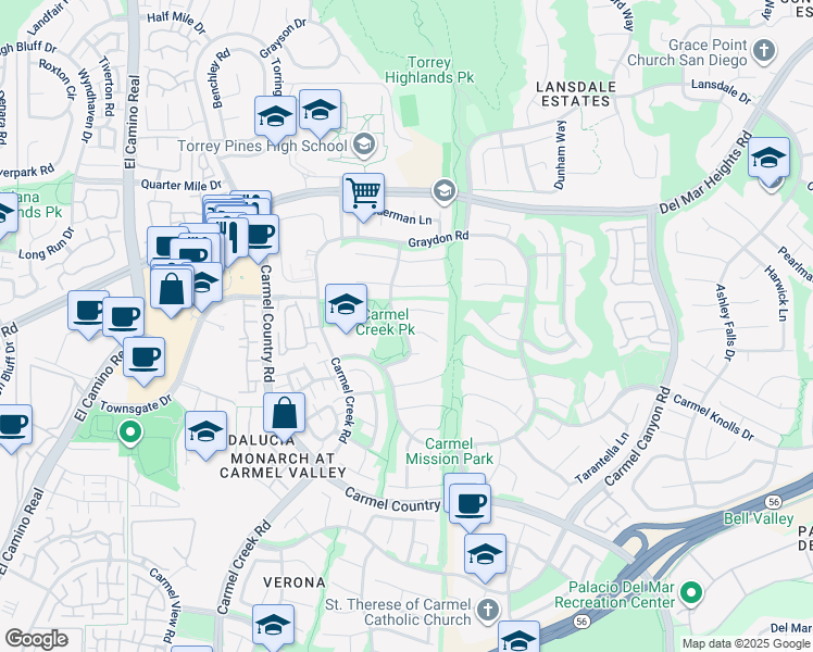 map of restaurants, bars, coffee shops, grocery stores, and more near 4204 Corte Famosa in San Diego