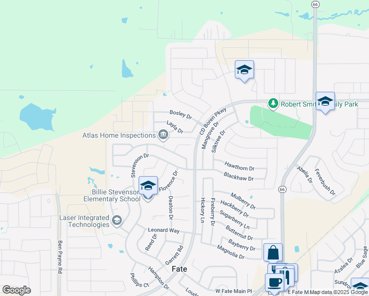 map of restaurants, bars, coffee shops, grocery stores, and more near 613 Cayden Court in Rockwall