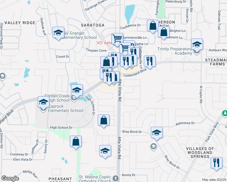 map of restaurants, bars, coffee shops, grocery stores, and more near 4673 Lance Leaf Drive in Fort Worth