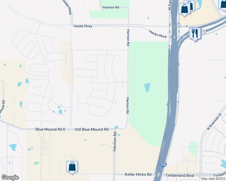 map of restaurants, bars, coffee shops, grocery stores, and more near 1518 Primrose Place in Haslet