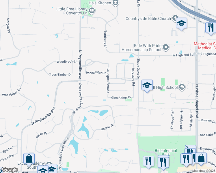 map of restaurants, bars, coffee shops, grocery stores, and more near 816 Helmsley Place in Southlake