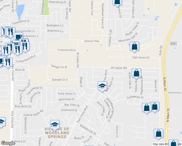 map of restaurants, bars, coffee shops, grocery stores, and more near 12433 Winterberry Lane in Fort Worth