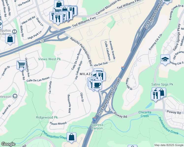 map of restaurants, bars, coffee shops, grocery stores, and more near in San Diego