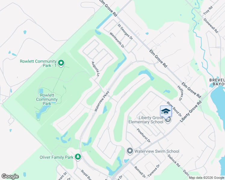 map of restaurants, bars, coffee shops, grocery stores, and more near 10214 Waterview Parkway in Rowlett